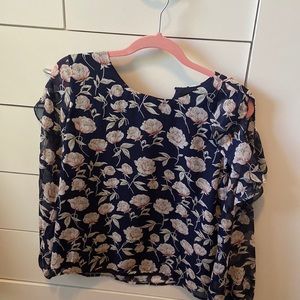 Open shoulder long sleeve blouse